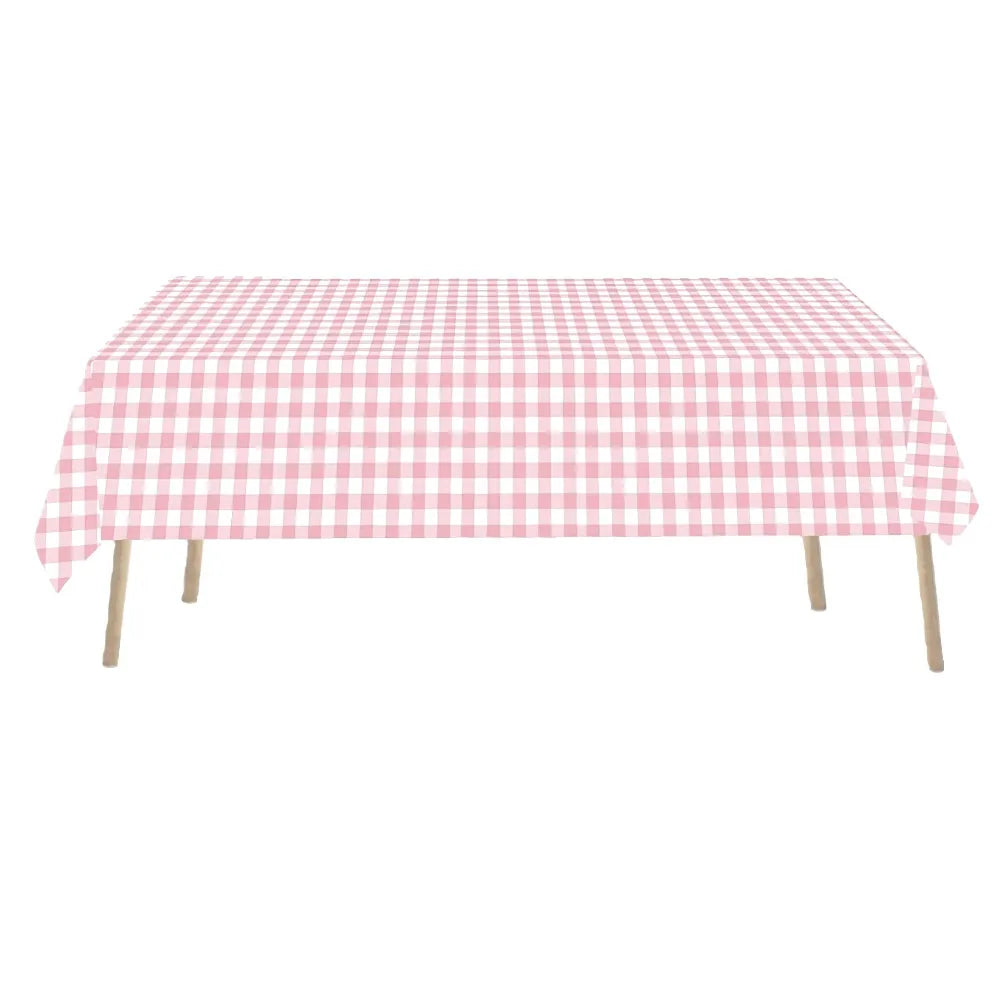 Pink Checkered Party Tableware Set – Serves 25 Guests