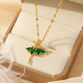 Zircon Ballet Girl Pendant Necklace | Gold Clavicle Chain