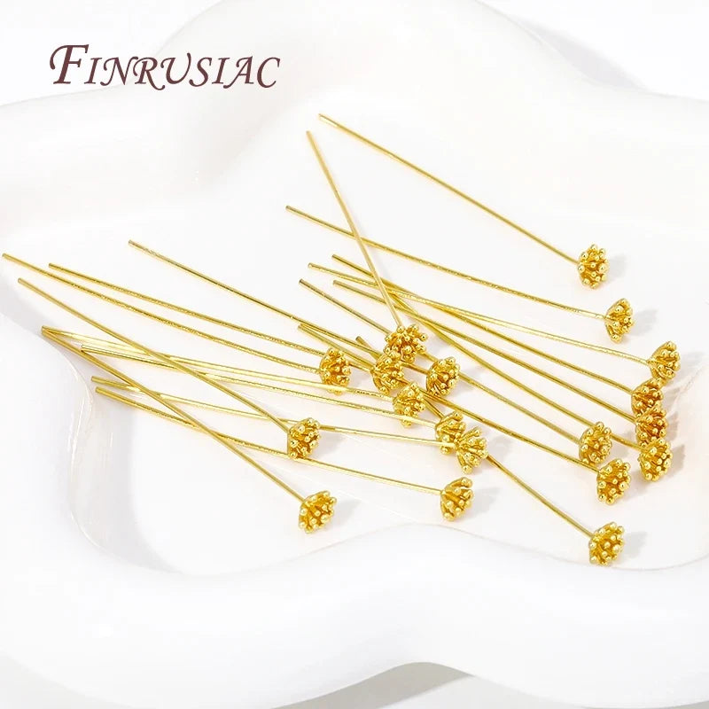 18K Gold Plated Flower Flat Pins for DIY Jewelry Making – 5/10Pcs
