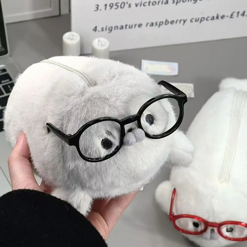 Cute Seal Plush Pencil Case – Large Capacity Stationery Bag