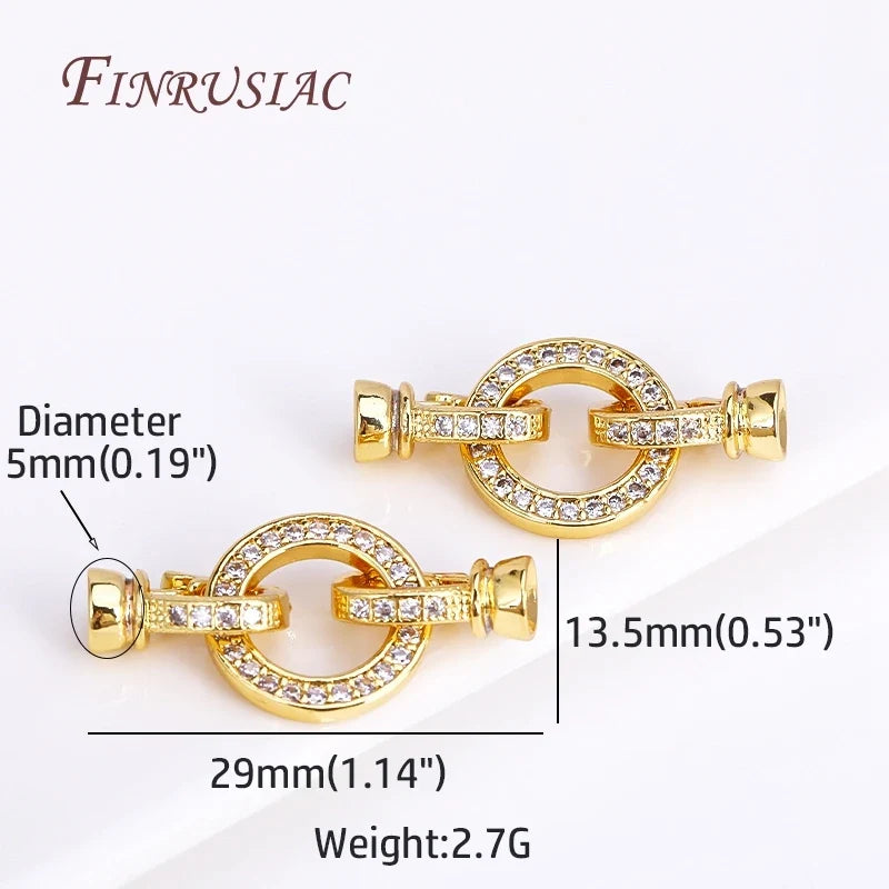 18K Gold Plated Zircon Round Connector Clasp | DIY Jewelry