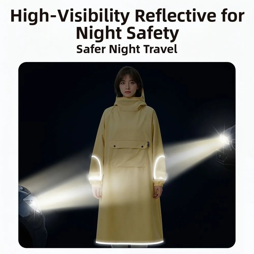 EVA Oxford Cloth Hooded Rain Poncho – Reflective Full-Body
