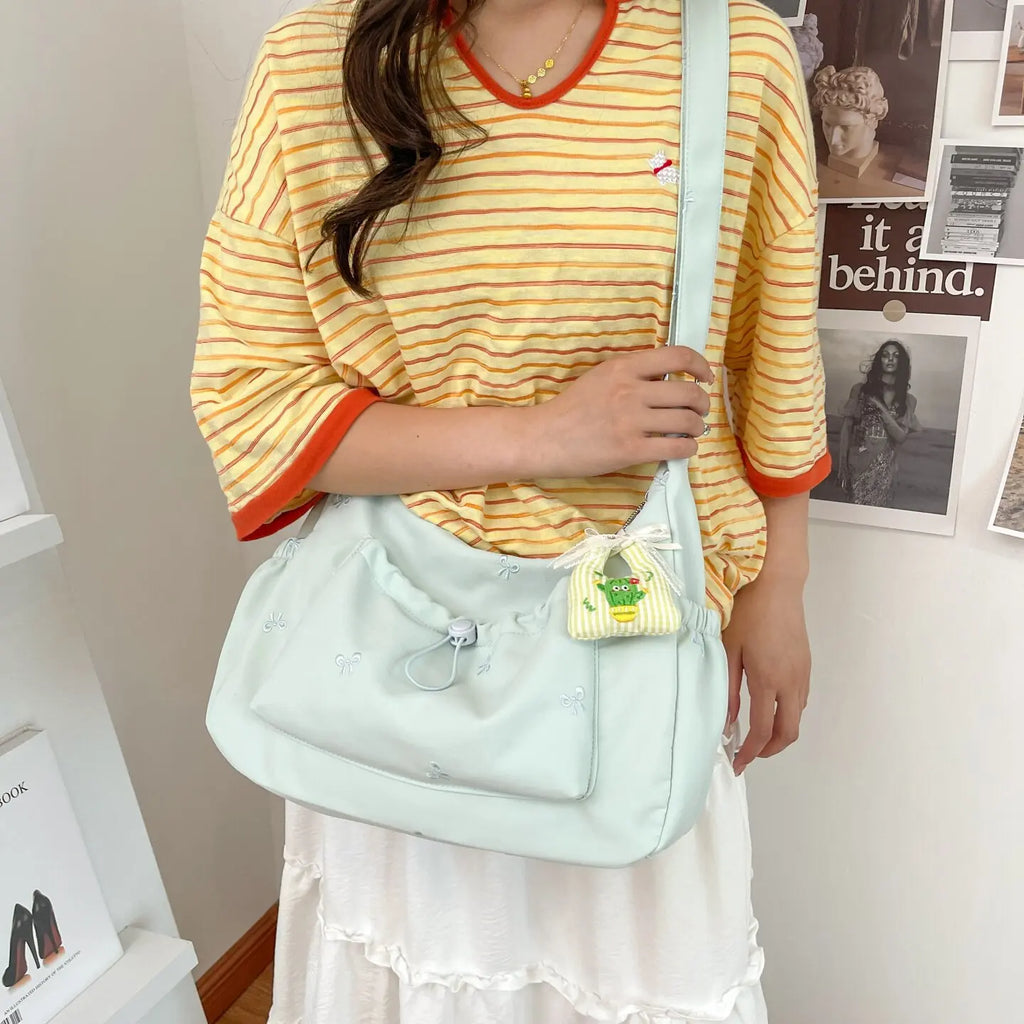 Nixie Puff Pleated Drawstring Nylon Bag – Shoulder & Crossbody