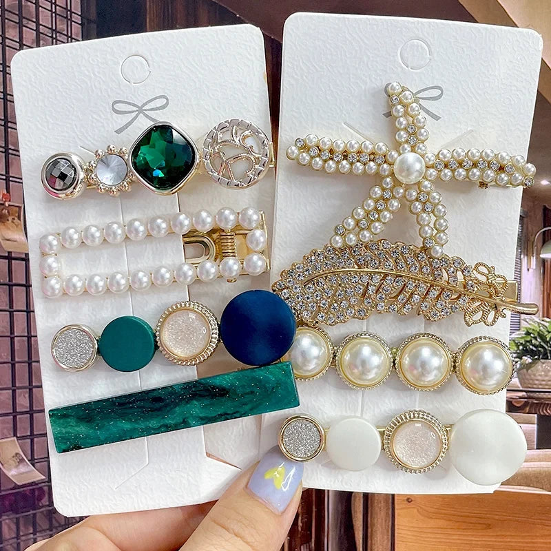 Pearl Hair Clip – Rhinestone Flower Barrette for Women & Girls