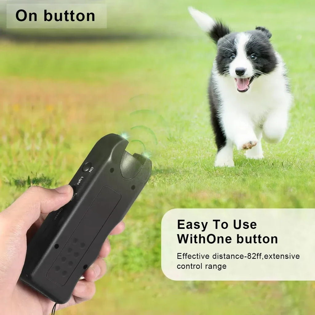 Ultrasonic Dog Bark Deterrent & Trainer with LED Flashlight