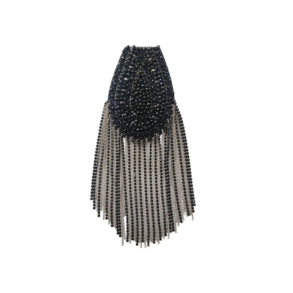 Rhinestone Tassel Epaulet – Sparkling Beaded Shoulder Patch
