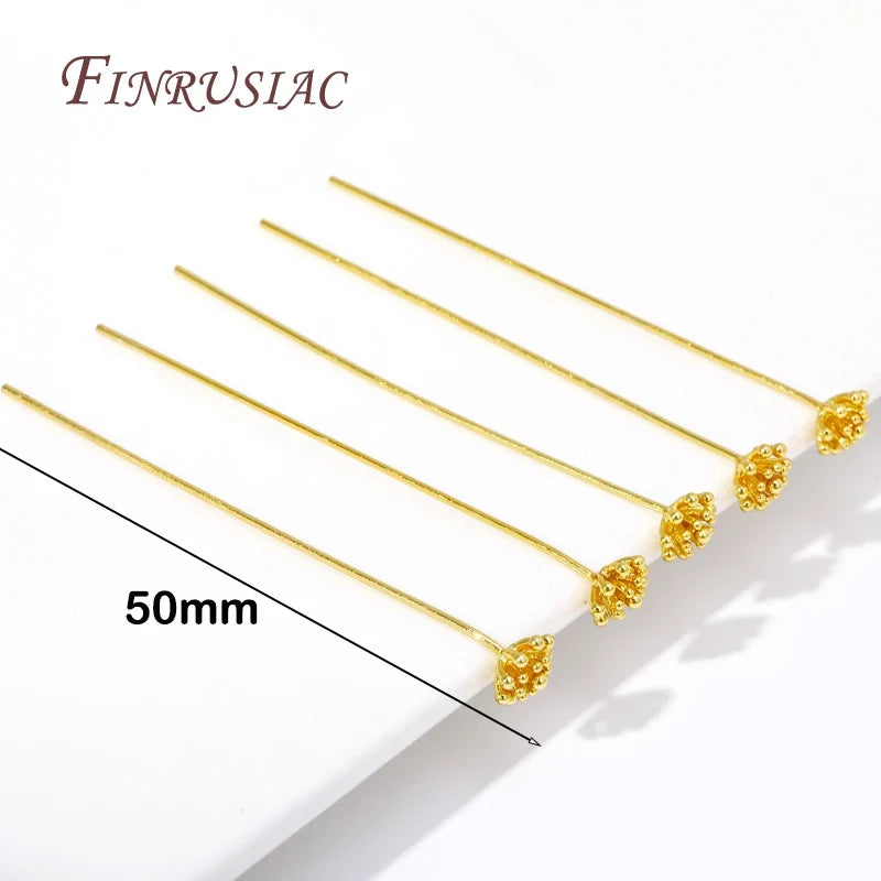18K Gold Plated Flower Flat Pins for DIY Jewelry Making – 5/10Pcs