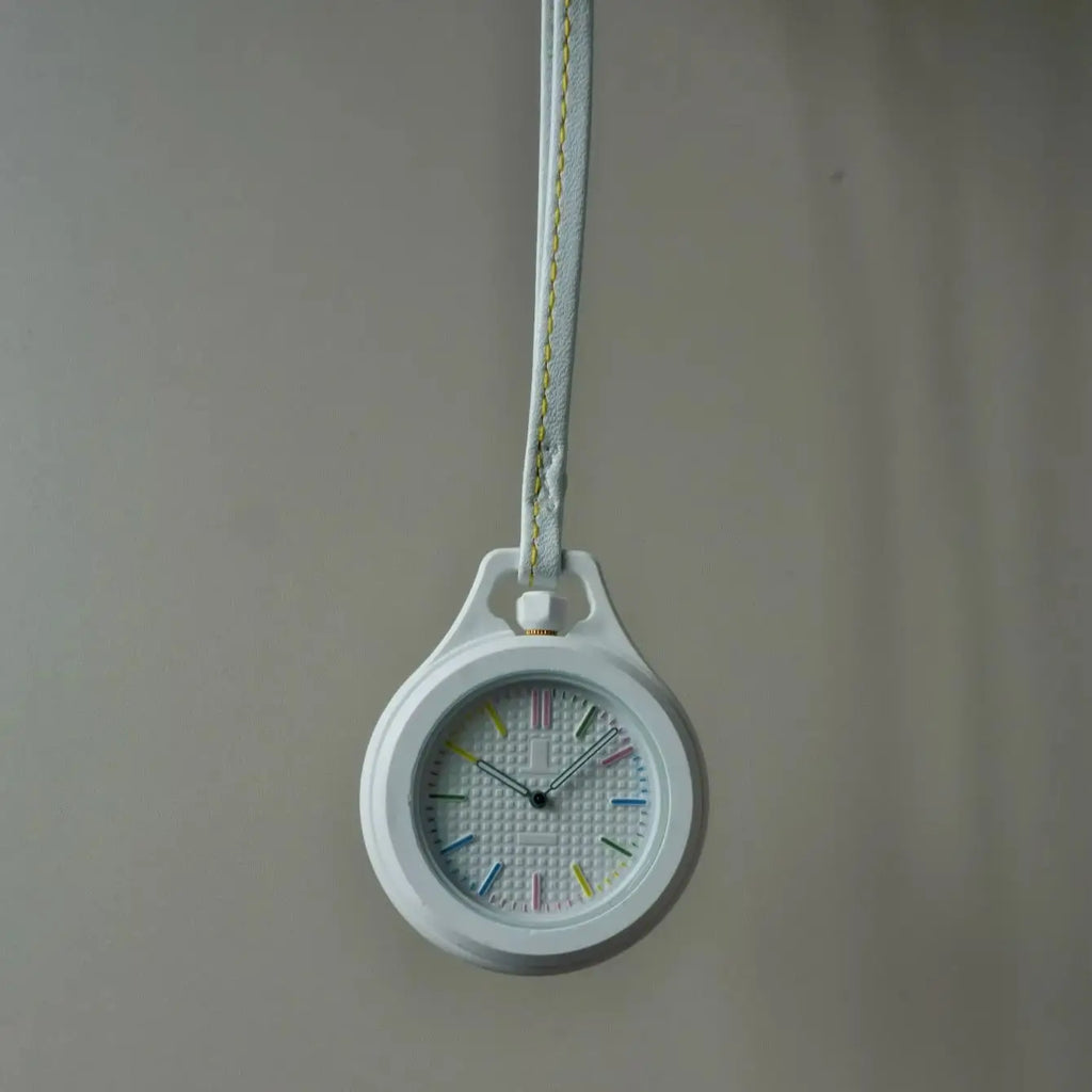 REBIRTH Men's Leather Pendant Pocket Quartz Watch – Round Dial