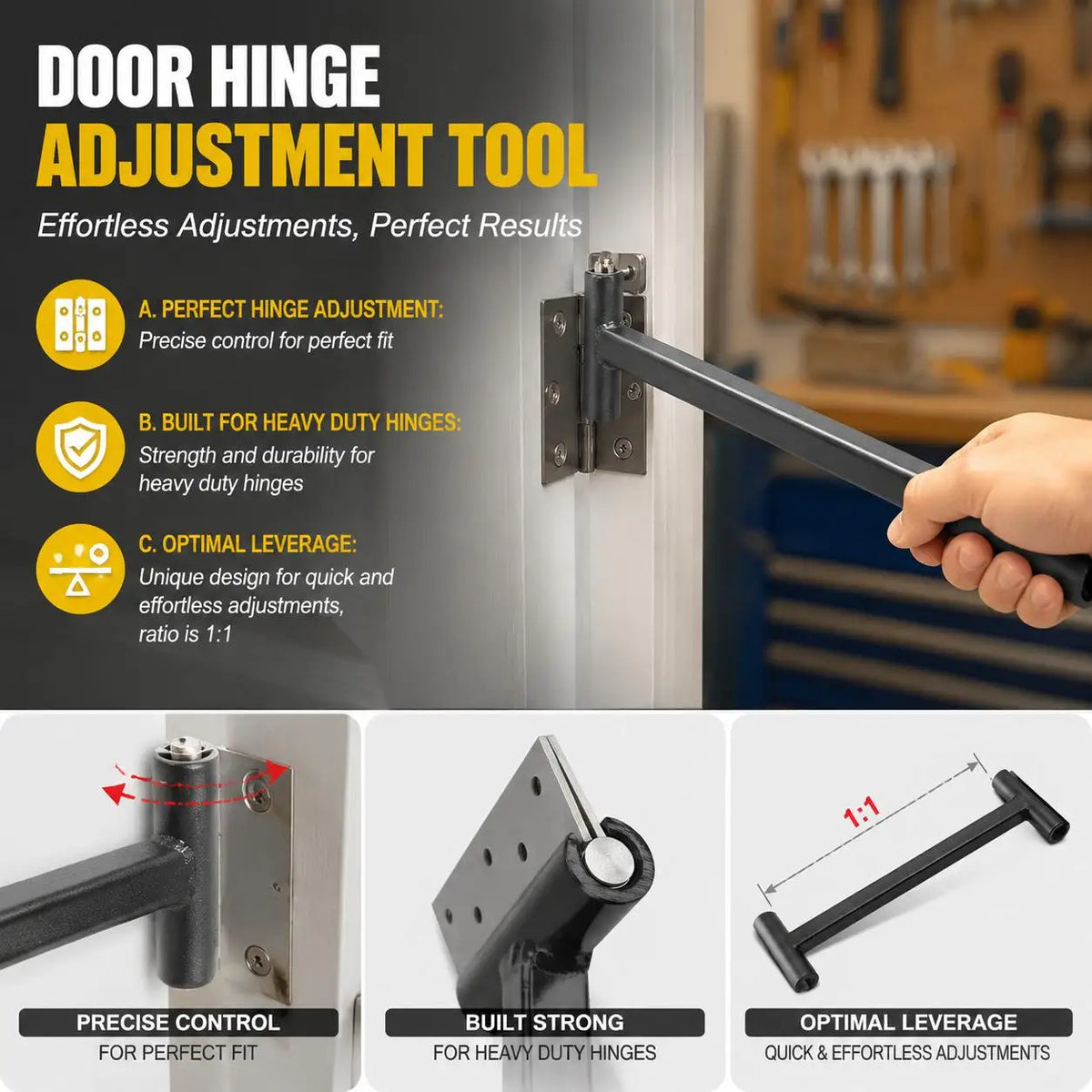 Heavy Duty Door Hinge Adjustment Tool – Alignment Spanner & Wrench