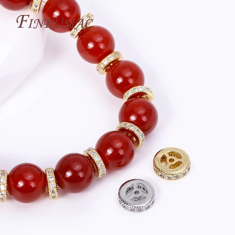 18K Gold Plated Zircon Wheel Spacer Beads – 2 Sizes DIY Jewelry