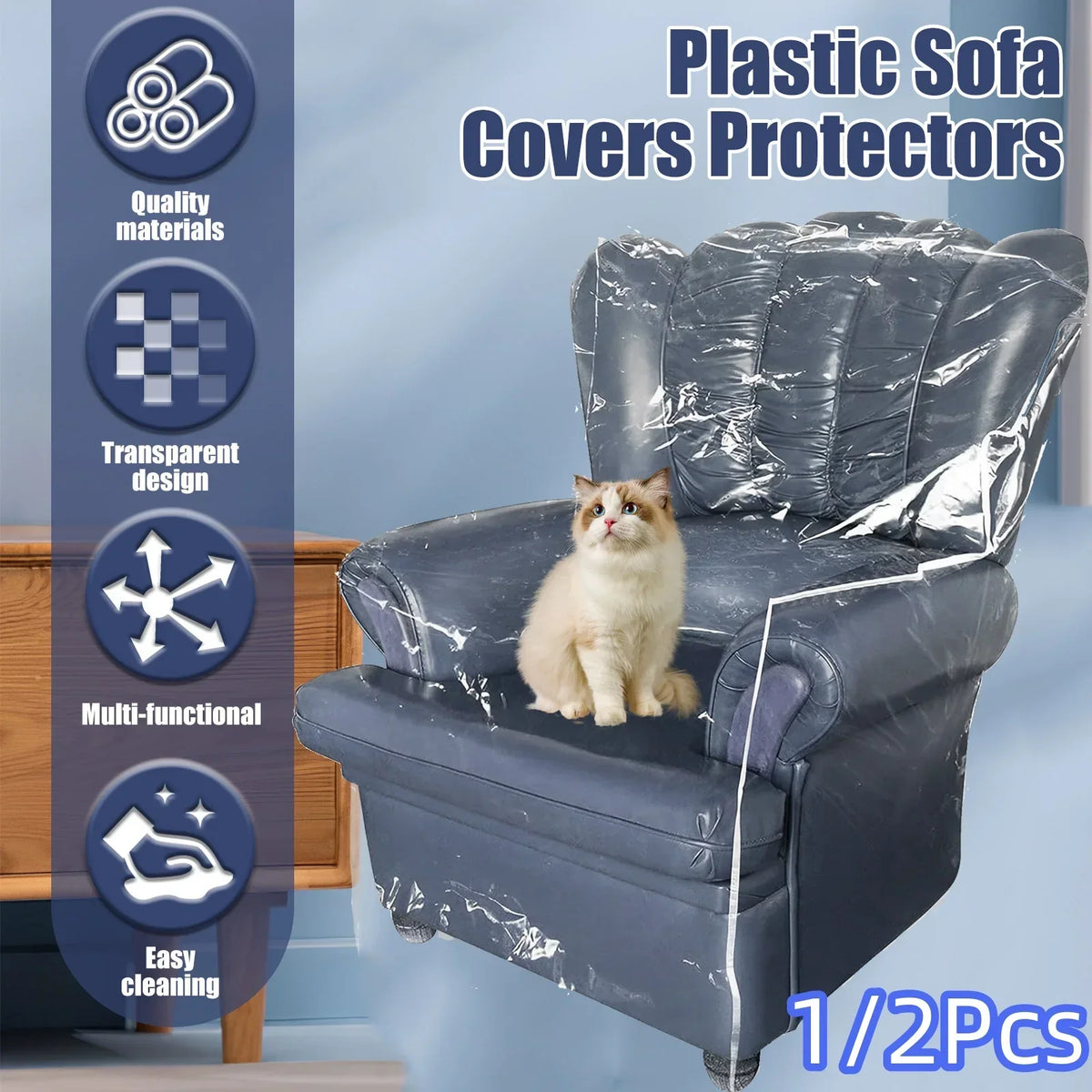 Clear Plastic Sofa Cover – Waterproof Pet Scratch Protector