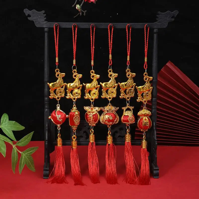 2027 Chinese New Year Goat Hanging Ornament Red Tassel Decor