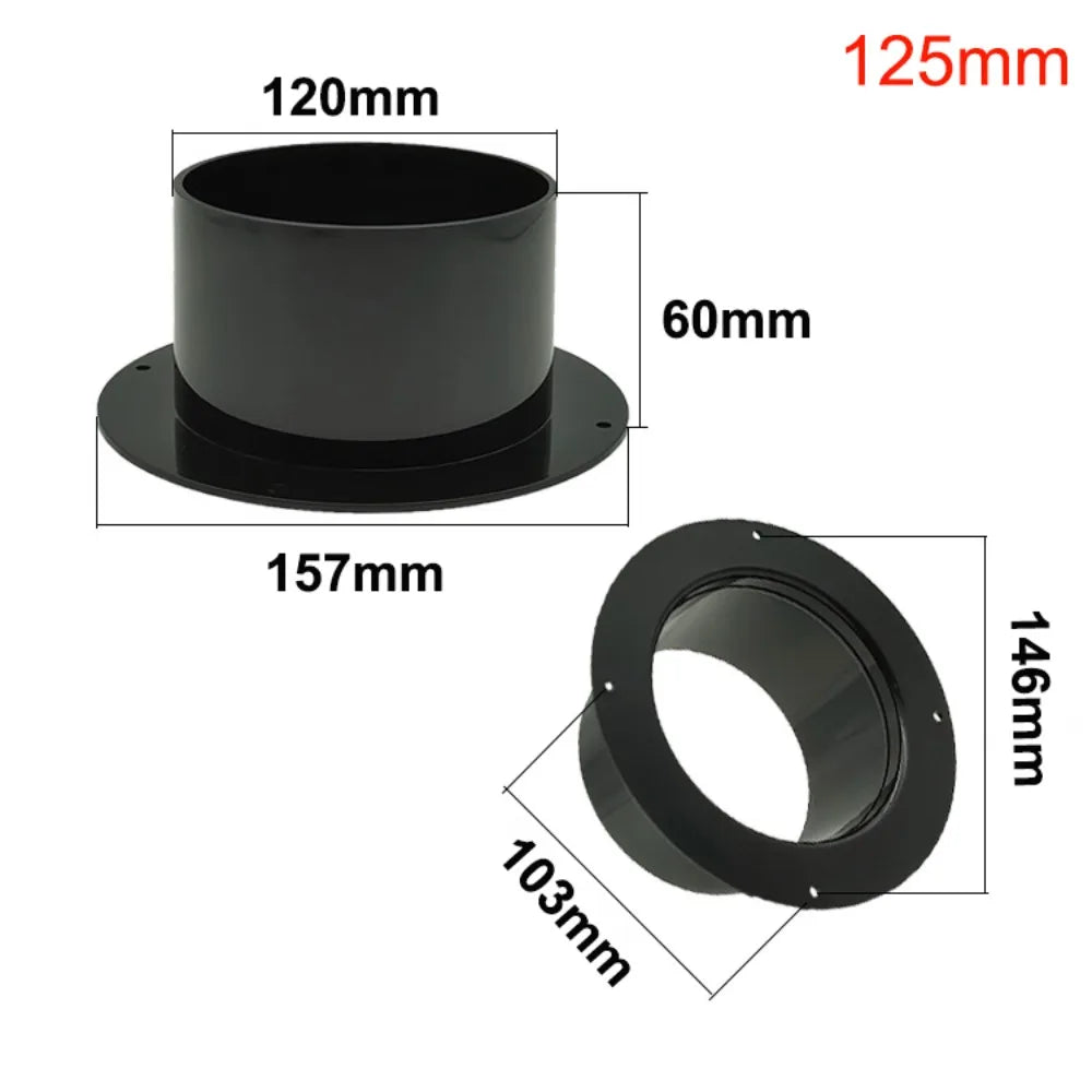 ABS Round Wall Flange Connector – Black Ventilation Pipe Joint