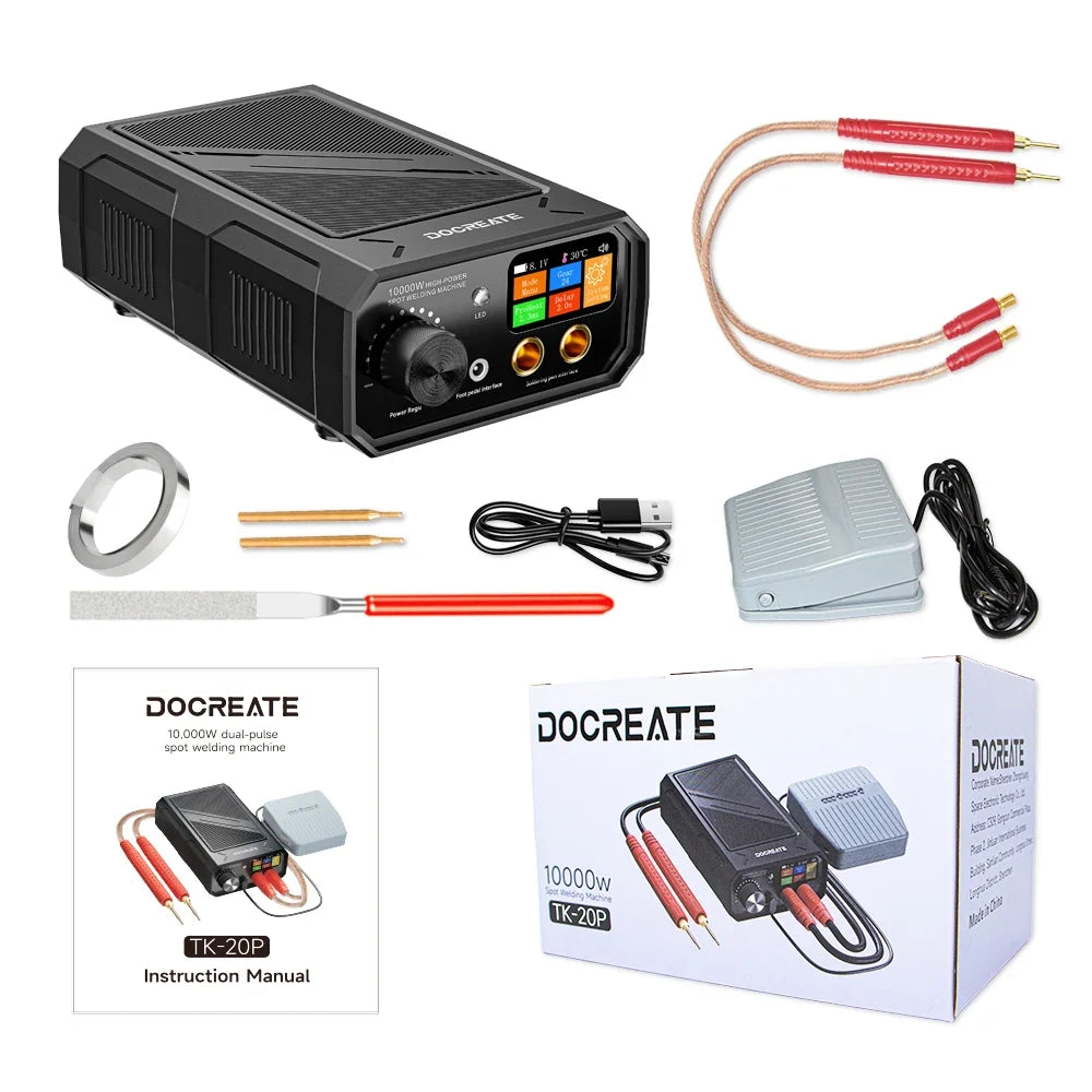 TK-20P 10,000W Dual-Pulse Portable Spot Welder – Foot Pedal Kit