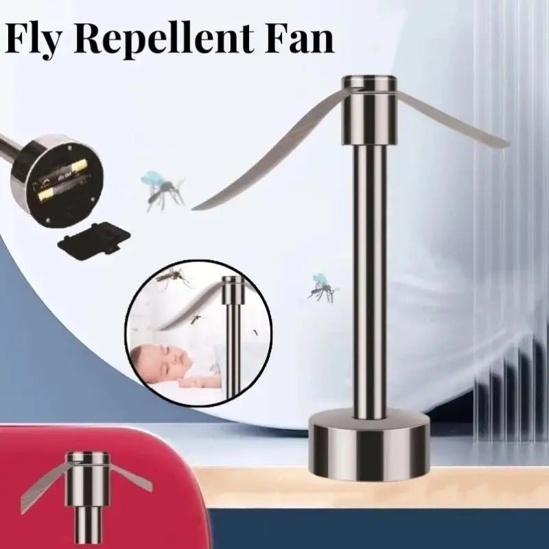 Portable Stainless Steel Fly Repellent Fan | Battery Powered