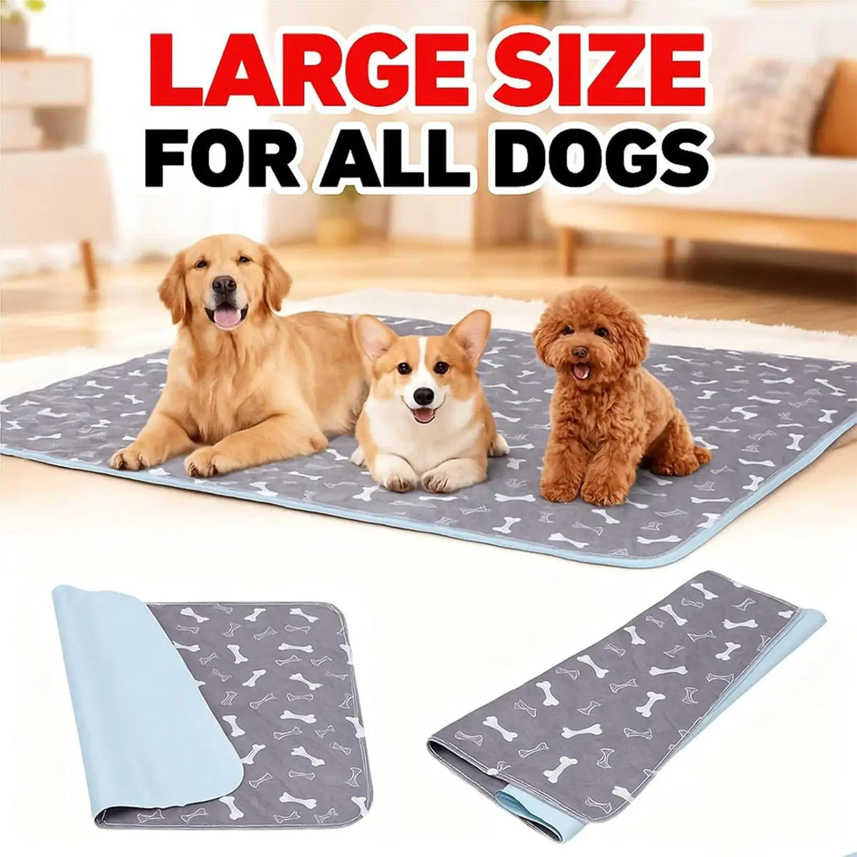 Reusable Dog Pee Pads – Washable Waterproof Training Mat