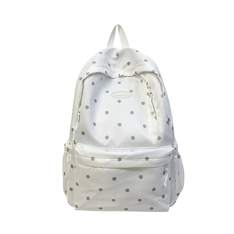 Korean Polka Dot Backpack – Cute Bow Lace Large School Bag