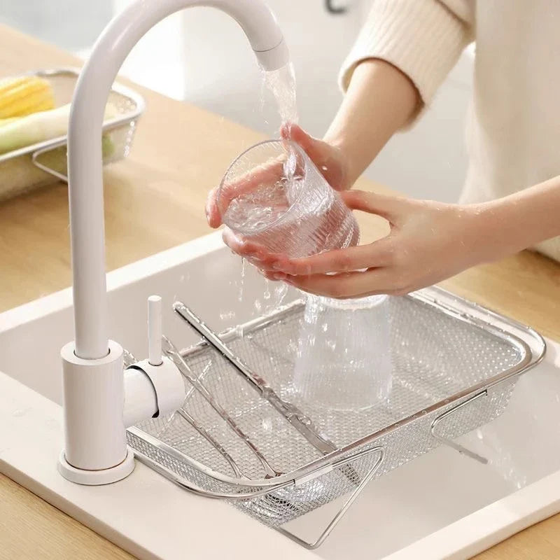 Stainless Steel Telescopic Sink Draining Rack & Organizer