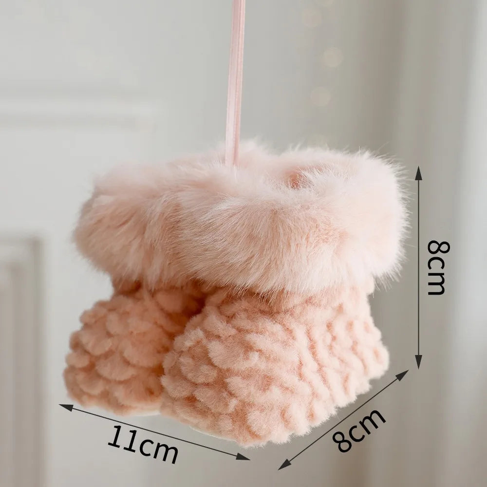 Knitted Christmas Boot Ornaments – Plush Mini Shoe Pendants