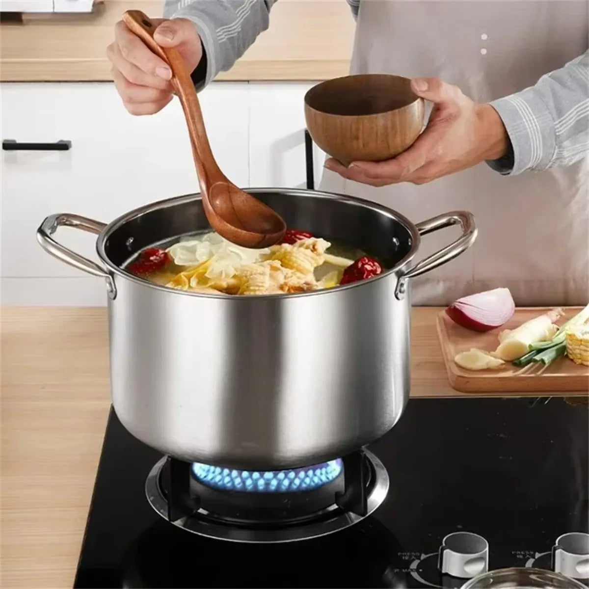 FEB.WIND Hybrid Nonstick Stockpot – Oven-Safe 900°F Glass Lid