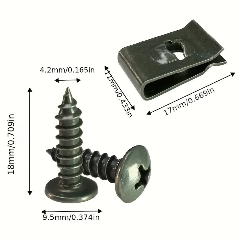 Car U-Type Metal Screw Clips – Anti-Rust Fender Bumper Fasteners