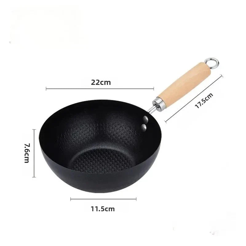 FEB.WIND Cast Iron Non-Stick Wok Frying Pan 20/22/28cm