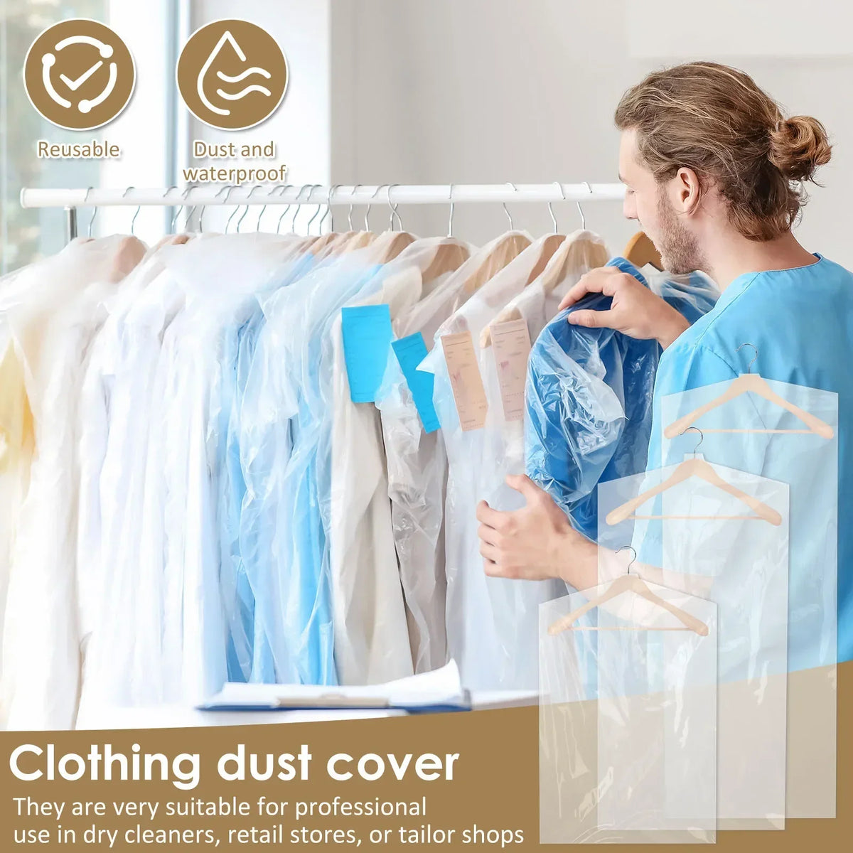 Clear Plastic Garment Bags 10–60 Pcs | Dustproof Clothes Covers