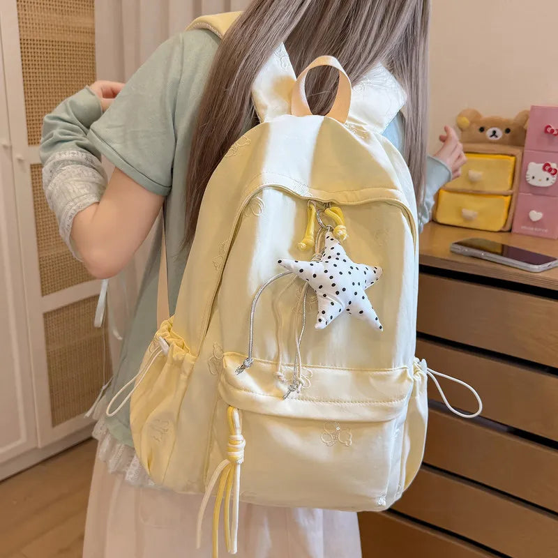Embroidered Bear Backpack – Large Capacity Lightweight Girls Bag
