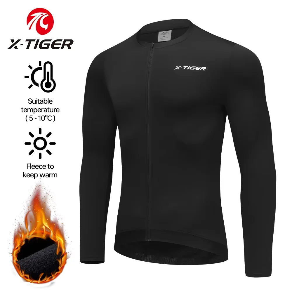 X-TIGER Winter Thermal Fleece Cycling Jersey | Unisex