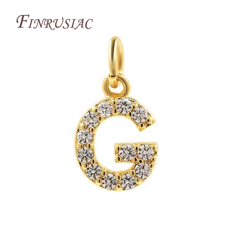 18K Gold Plated Zircon Letter Pendants A-Z Alphabet Charms