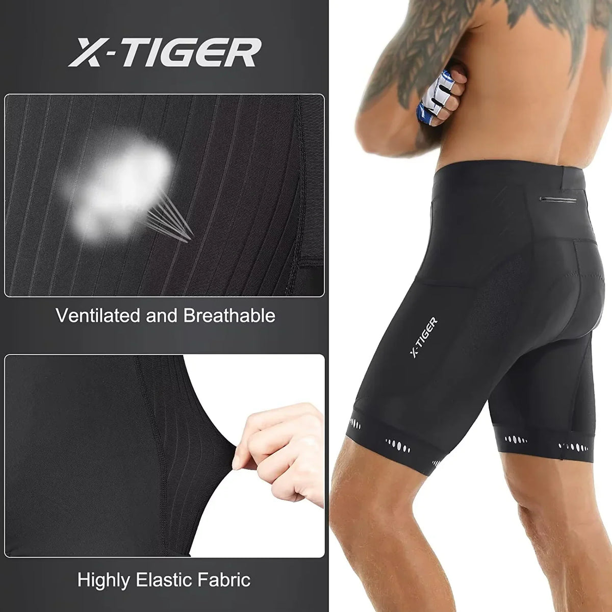 X-TIGER Men's 5D Gel Padded Cycling Shorts – MTB Underwear