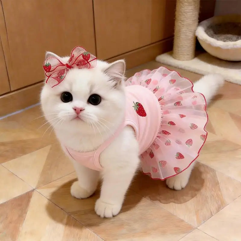 Strawberry Princess Pet Dress for Cats & Dogs – XS to XL