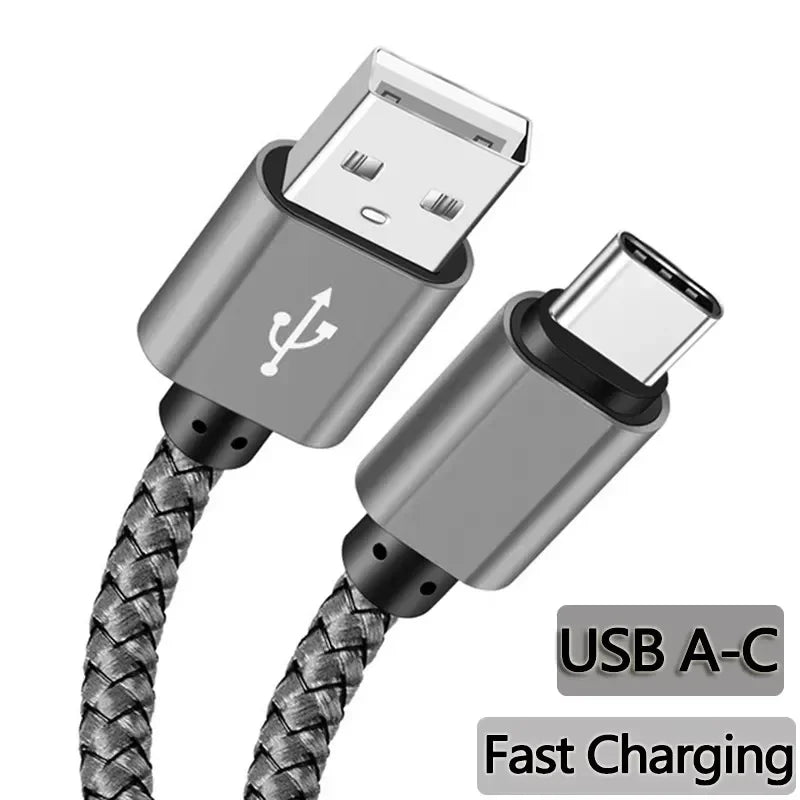 Nylon USB-A to USB-C Fast Charging Cable 1M 2M 3M 5A