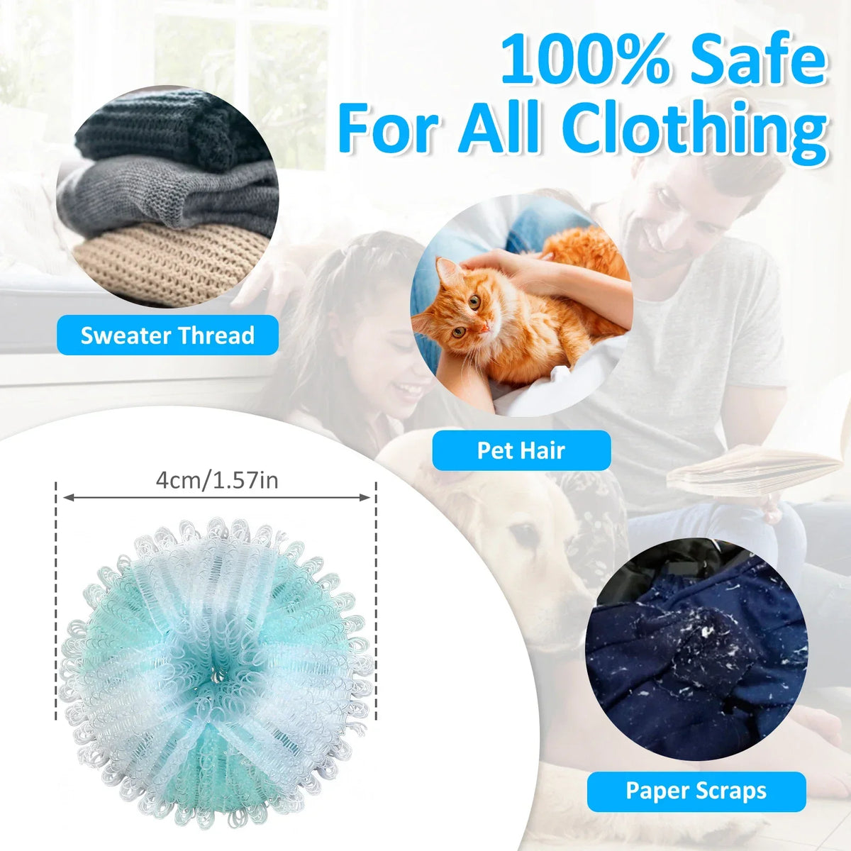 16-Pack Reusable Pet Hair Remover Balls for Laundry
