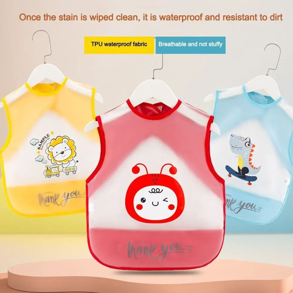 TPU Waterproof Baby Feeding Bib – Sleeveless Cartoon Apron