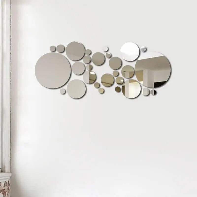 26Pcs 3D Round Acrylic Mirror Wall Stickers – DIY Home Decor
