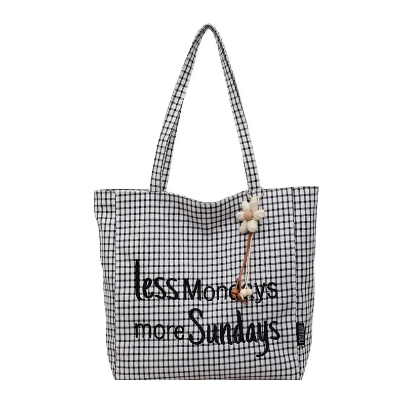 Korean Canvas Shoulder Bag – Large Capacity Letter Print