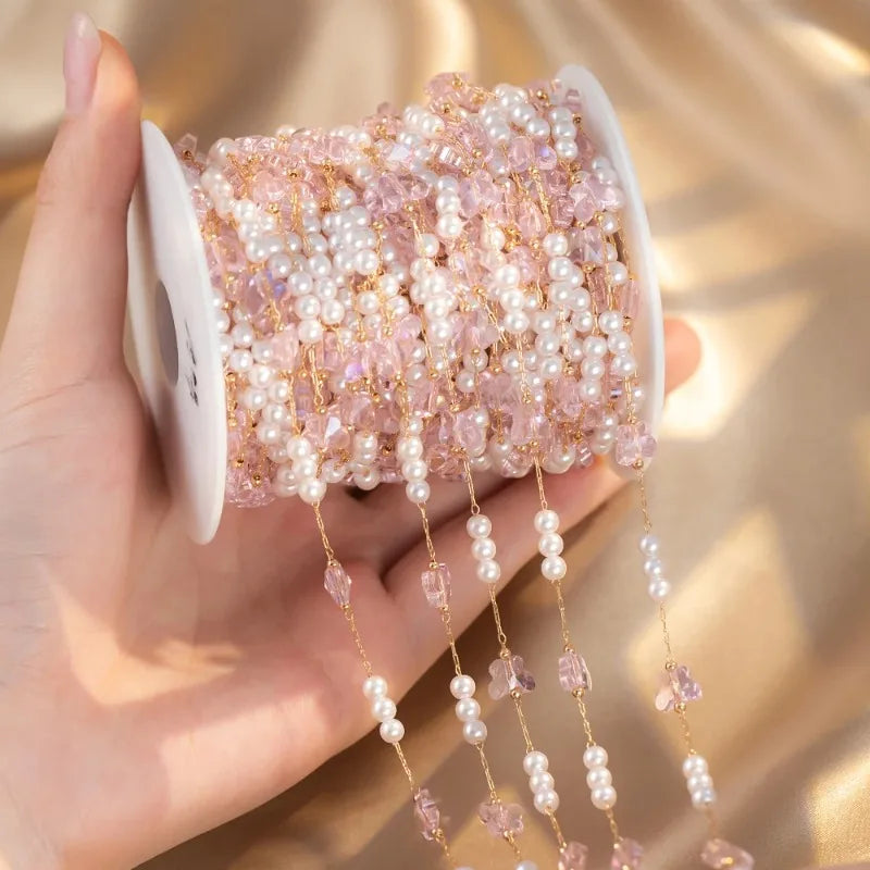 Golden Crystal Beaded Chain for DIY Necklace & Bracelet – Nixie