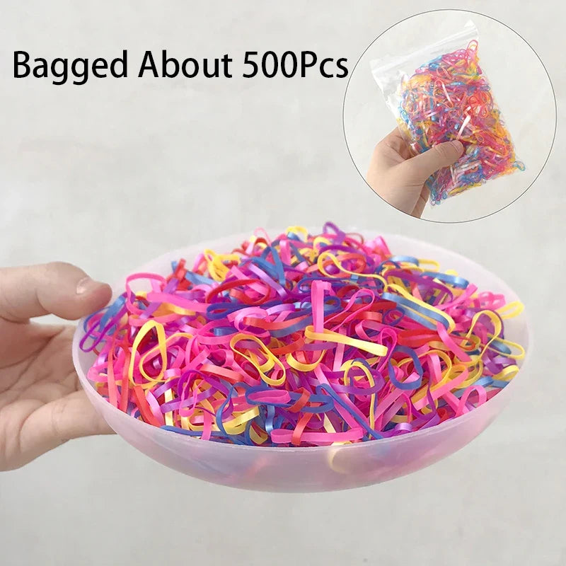500pc Colorful Elastic Hair Bands Ponytail Holders for Women