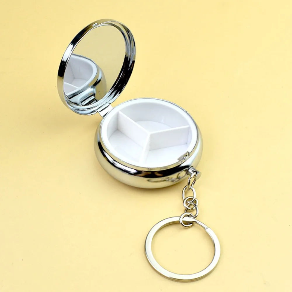 Portable Round Metal Pill Organizer – Compact Travel Case