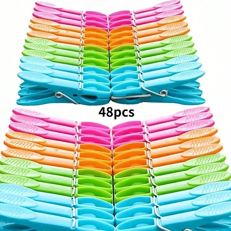 Windproof No-Mark Hanging Clips with Storage Basket | Colorful