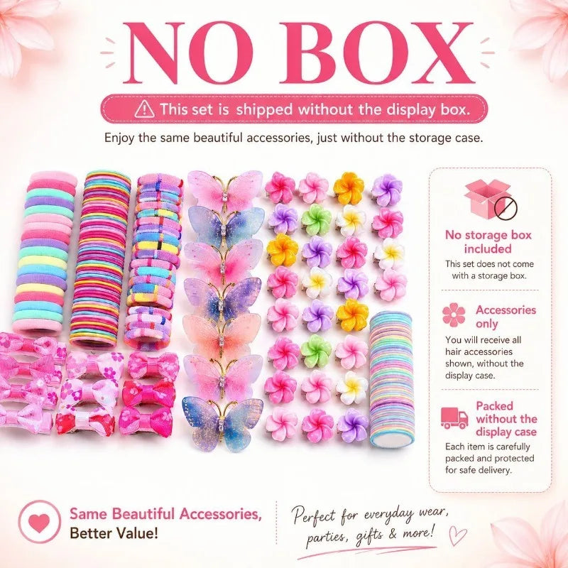 218pcs Flower Hair Accessories Set – Girls Hair Bands & Clips