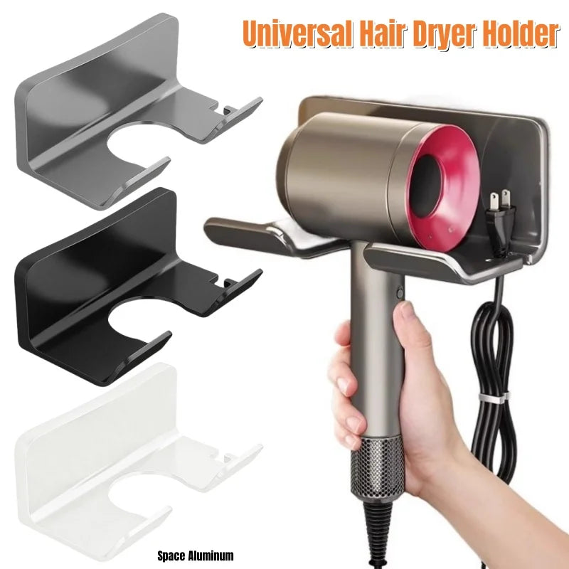 Wall Mounted Hair Dryer Holder & Straightener Stand Rack