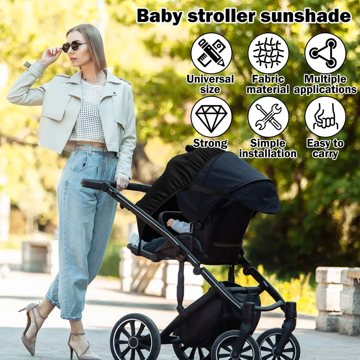Universal Baby Stroller Sun Shade Canopy – Breathable Parasol