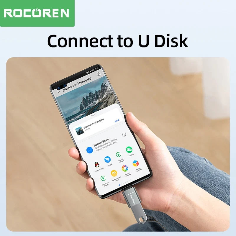 Rocoren USB-C to USB-A 3.0 OTG Adapter – MacBook & Android