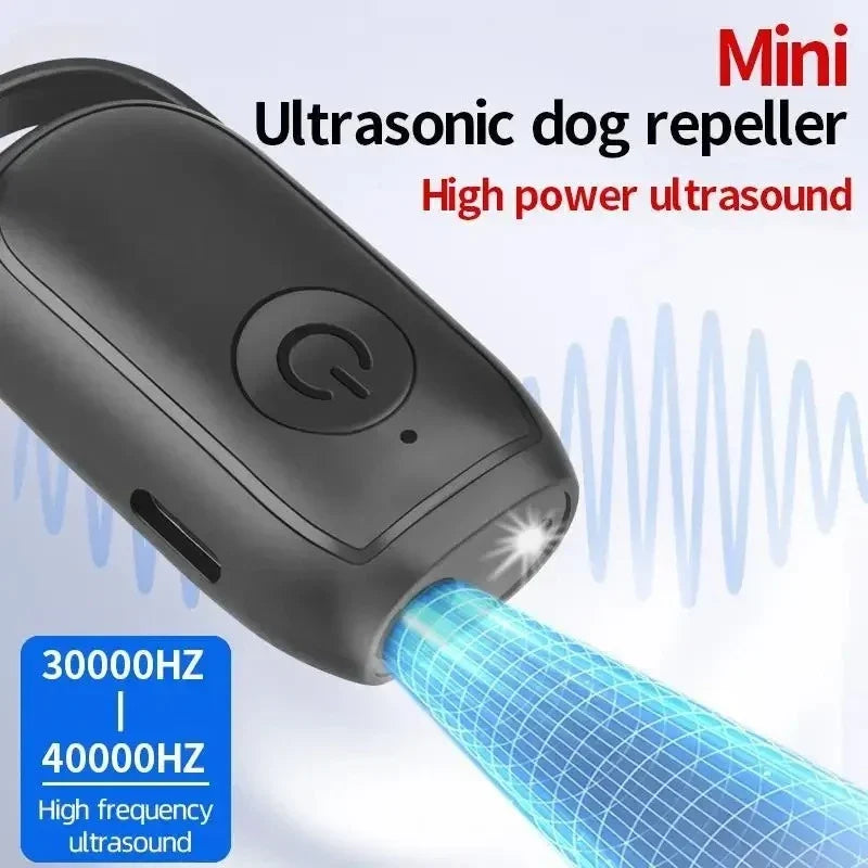 Ultrasonic Dog Bark Deterrent | USB Rechargeable + LED Light