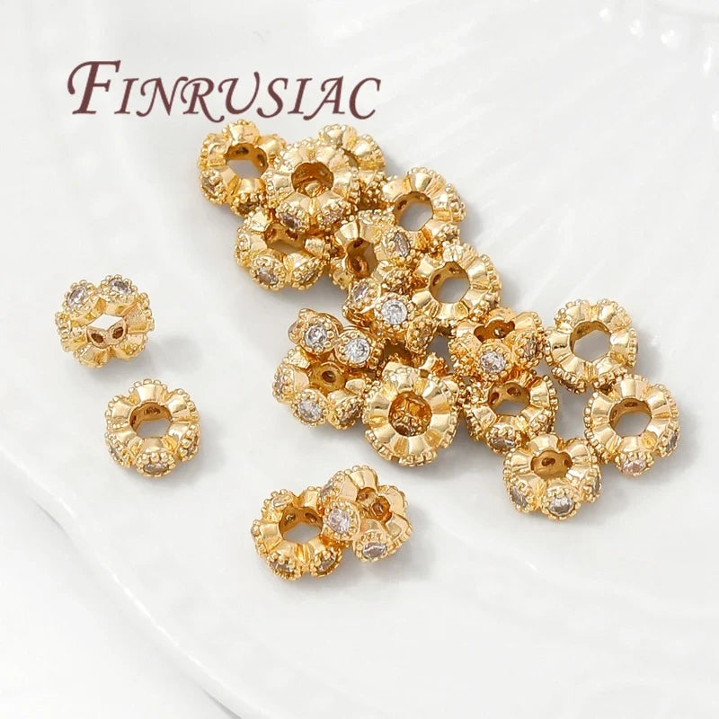 6mm 18K Gold Plated Rhinestone Spacer Beads – DIY Jewelry Making