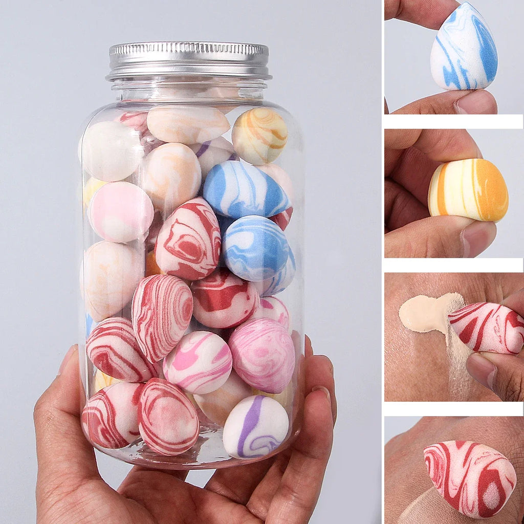 40PCS Marble Mini Makeup Sponge Set with Storage Jar | Nixie