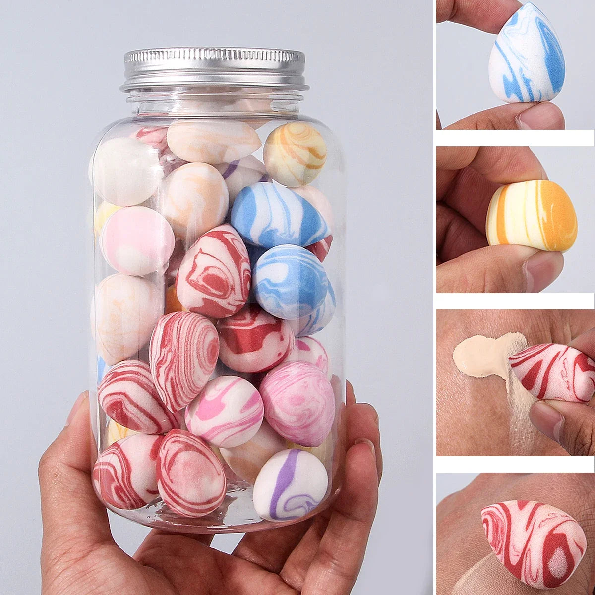 40PCS Marble Mini Makeup Sponge Set with Storage Jar | Nixie