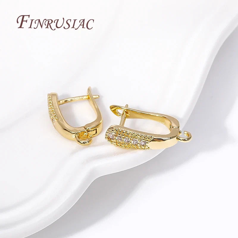 18K Gold Plated Zircon U-Shape Earring Clasp DIY Findings